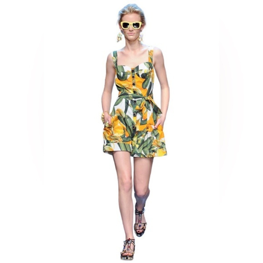Dolce & Gabbana Runway Zucchini Print Romper IT36 XS SS12 Authentic Couture